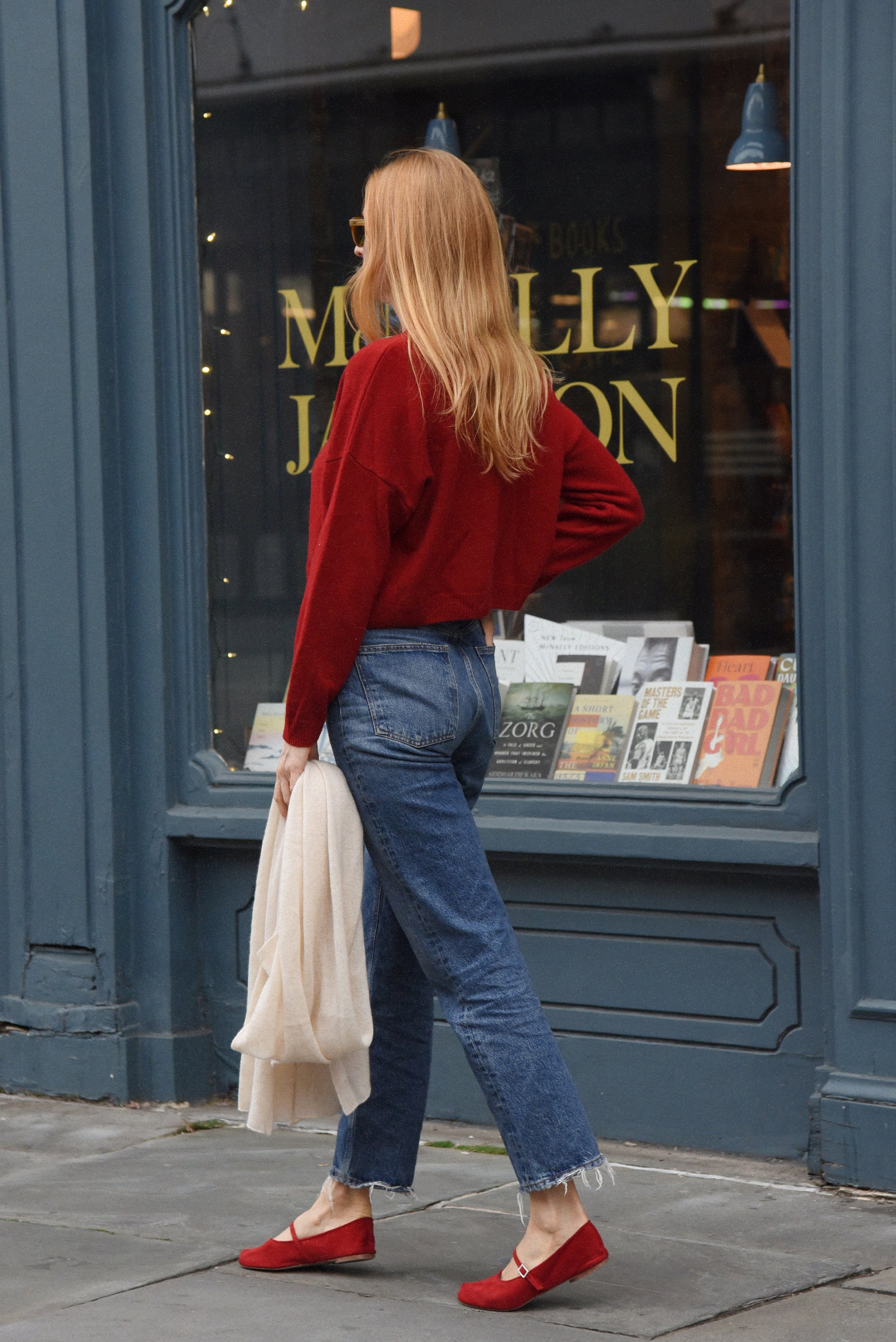 The Cashmere Kaia Cropped Cardigan // Pomegranate