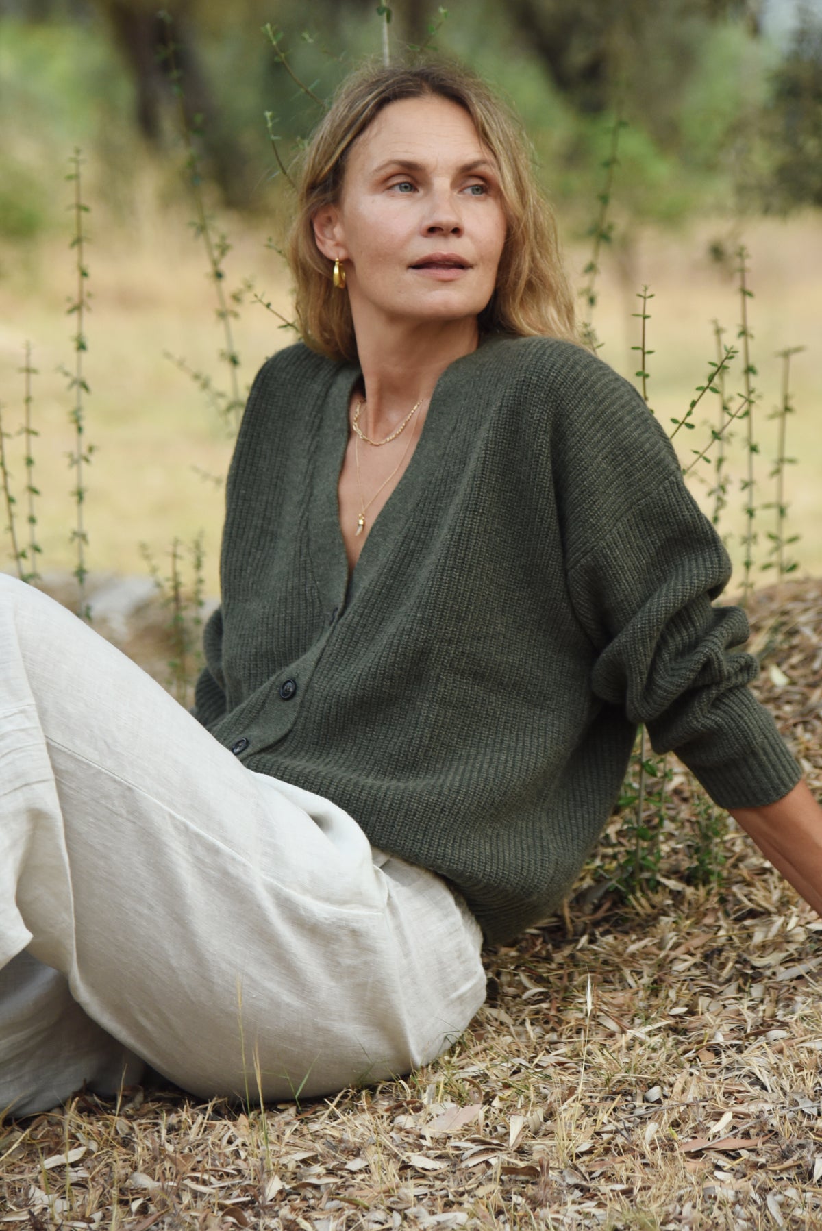 The Cashmere Muma Cropped Cardigan // Fern