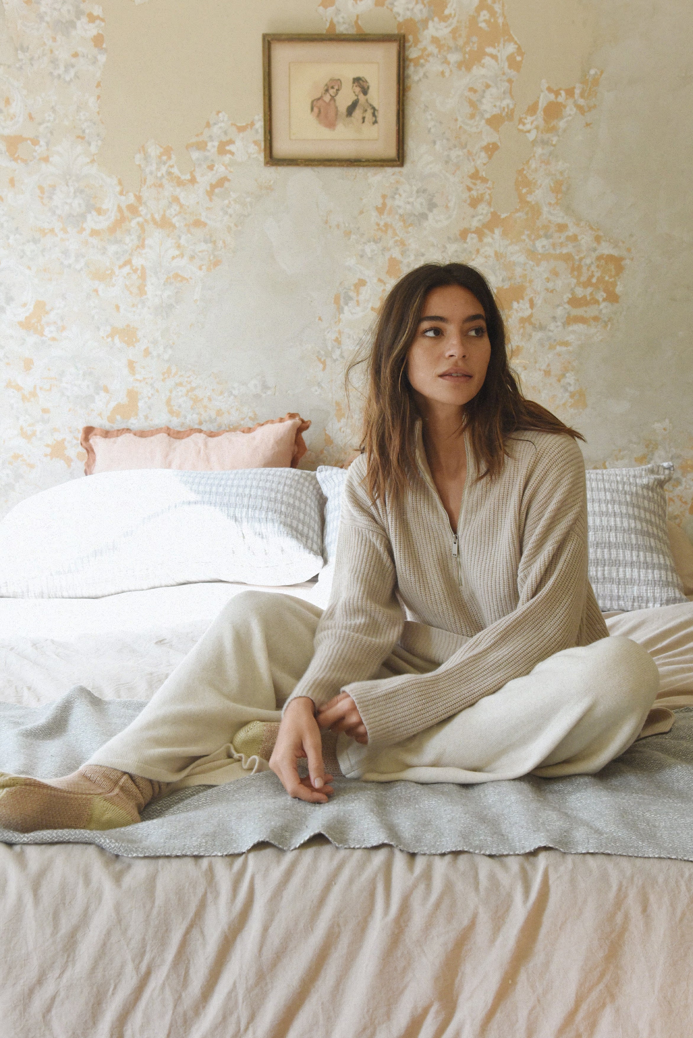 The Cashmere Cozy Half Zip Sweater // Sand