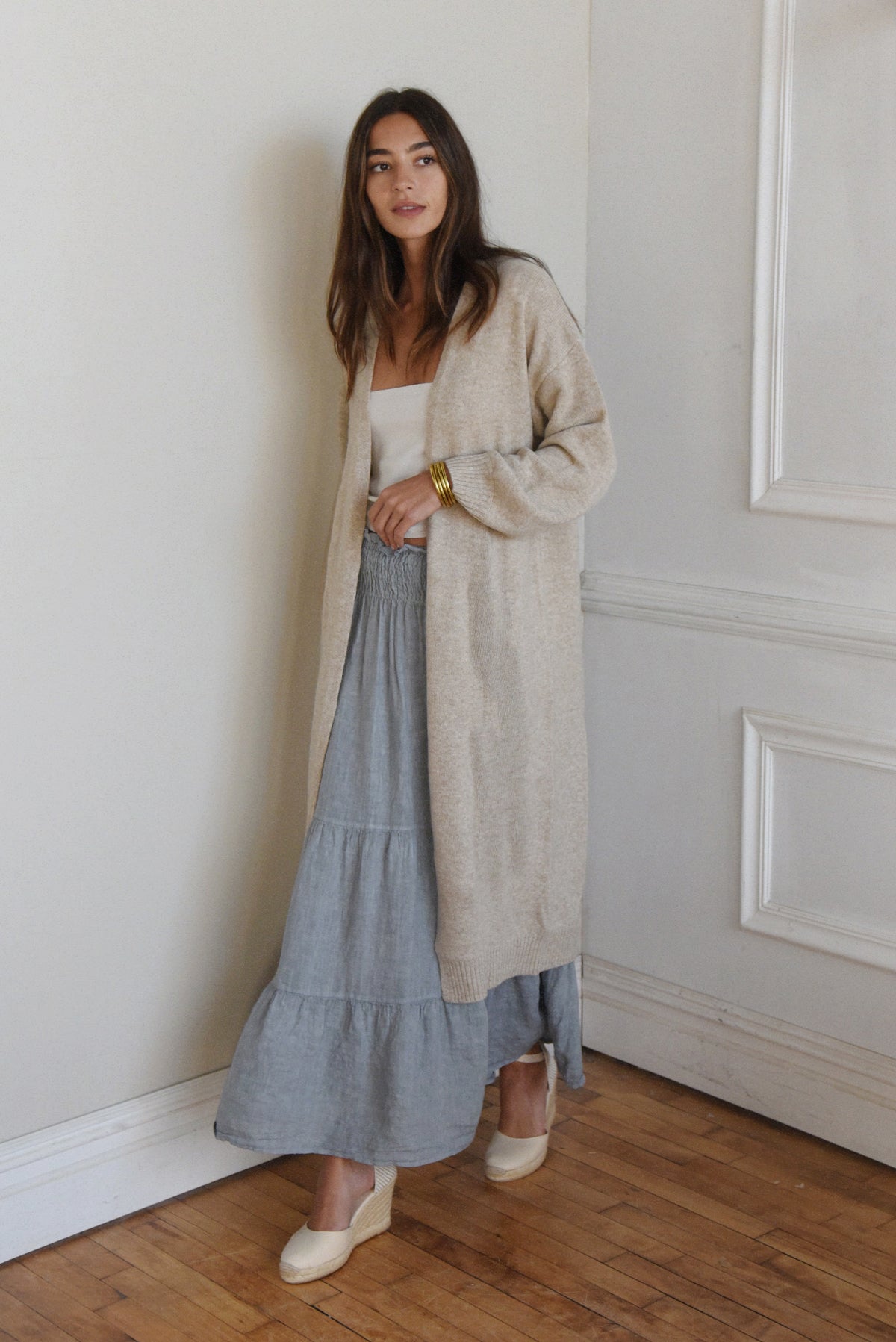 The Cashmere Marlow Long Cardigan // Moon