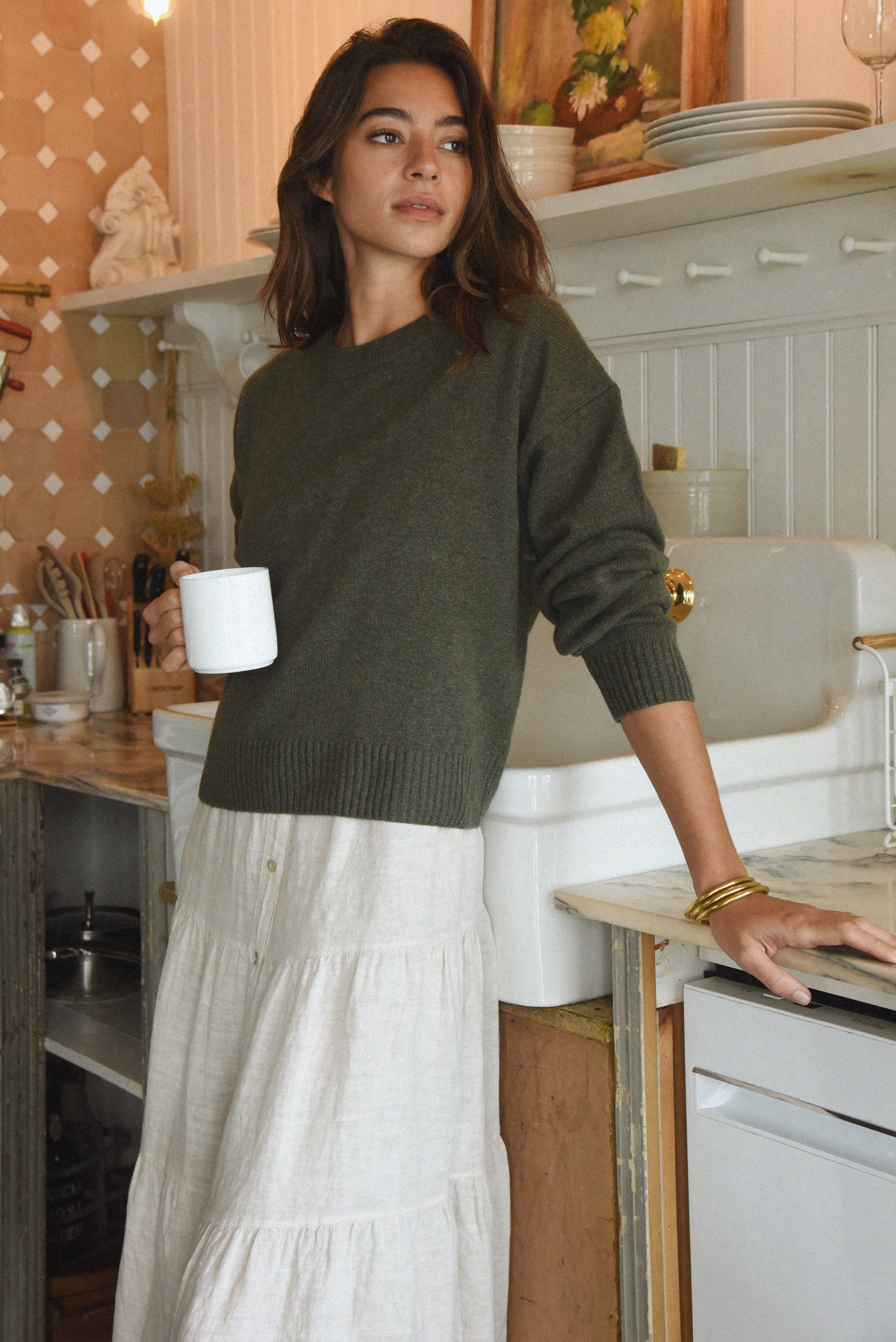 The Cashmere Malaya Crew Neck // Fern