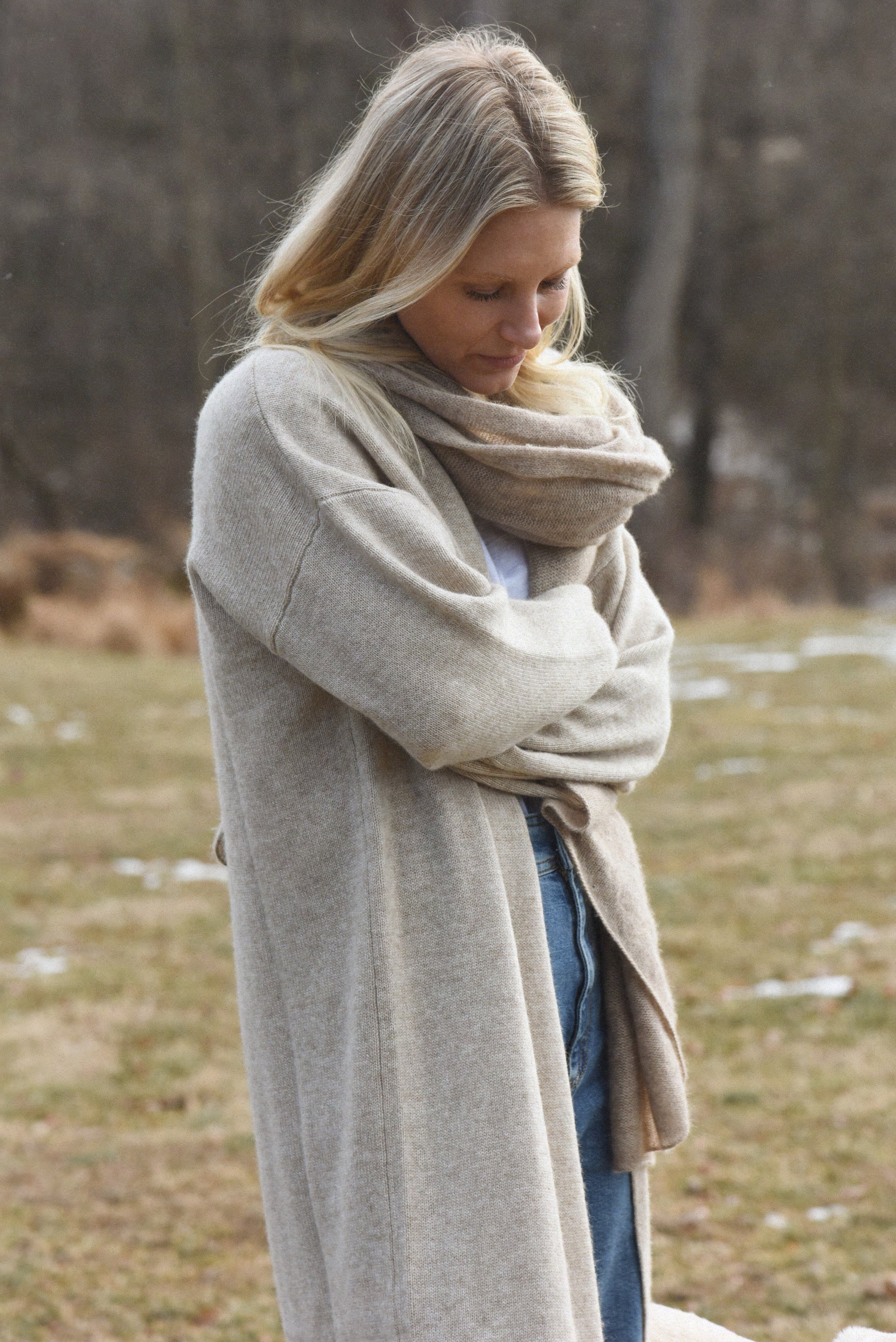 The Cashmere Marlow Long Cardigan // Moon