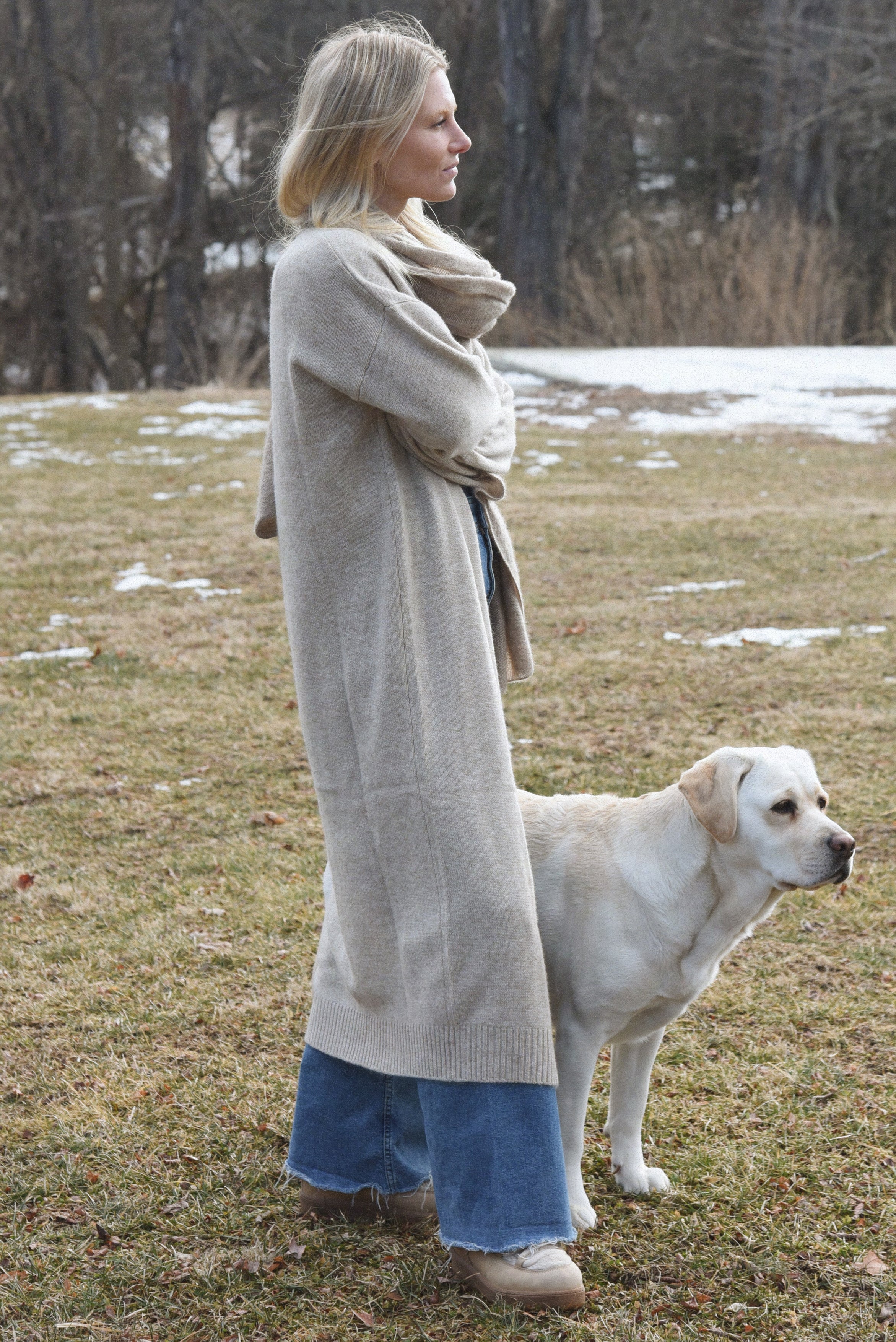 The Cashmere Marlow Long Cardigan // Moon