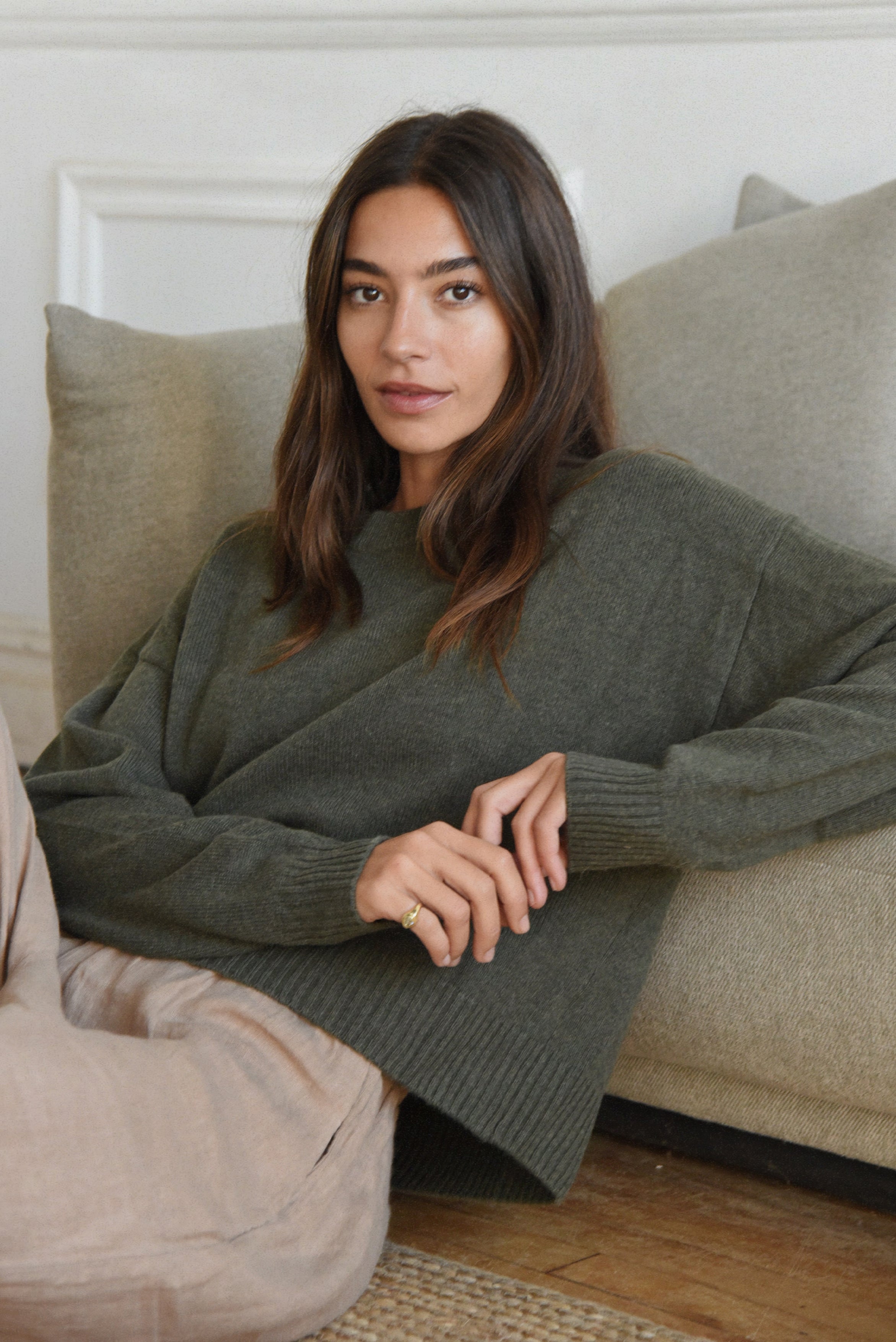 The Cashmere Malaya Crew Neck // Fern