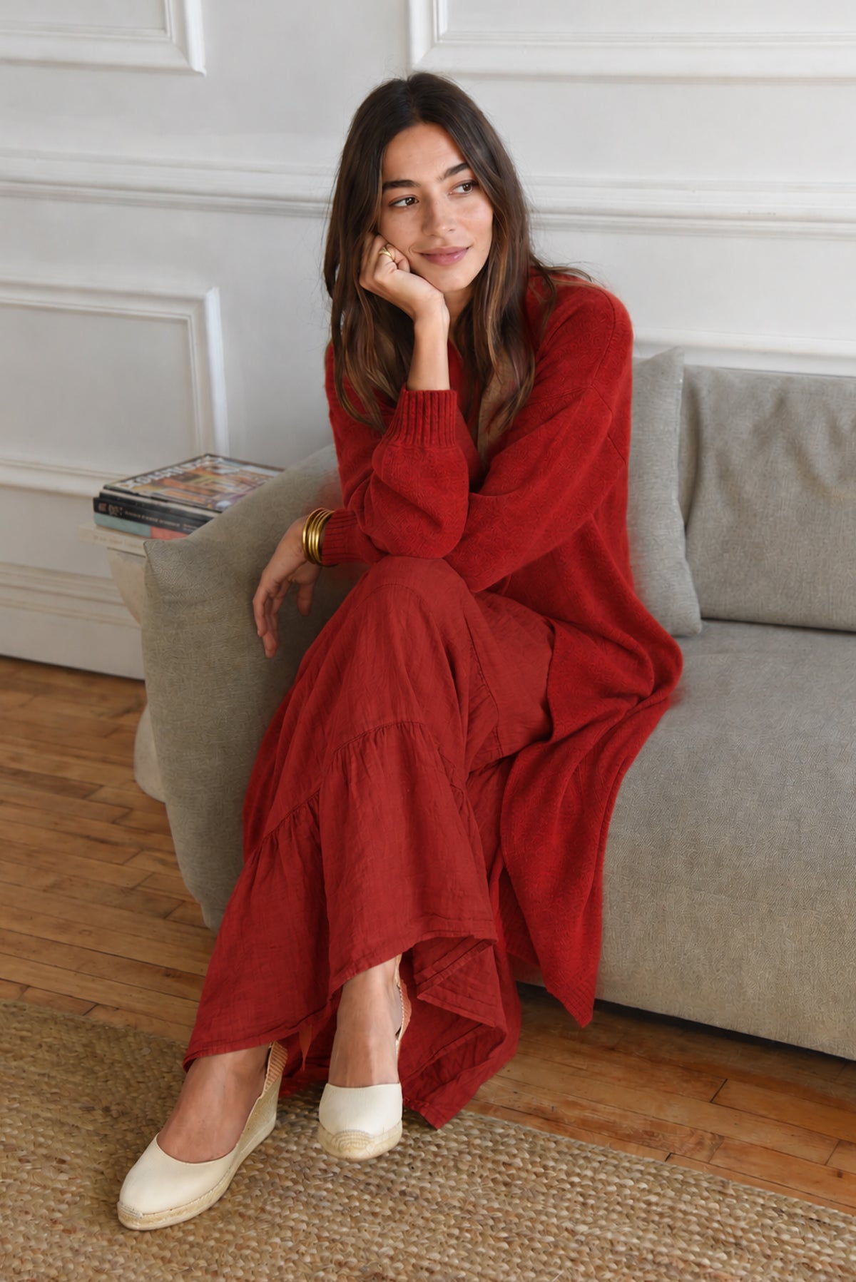 The Cashmere Marlow Long Cardigan // Pomegranate