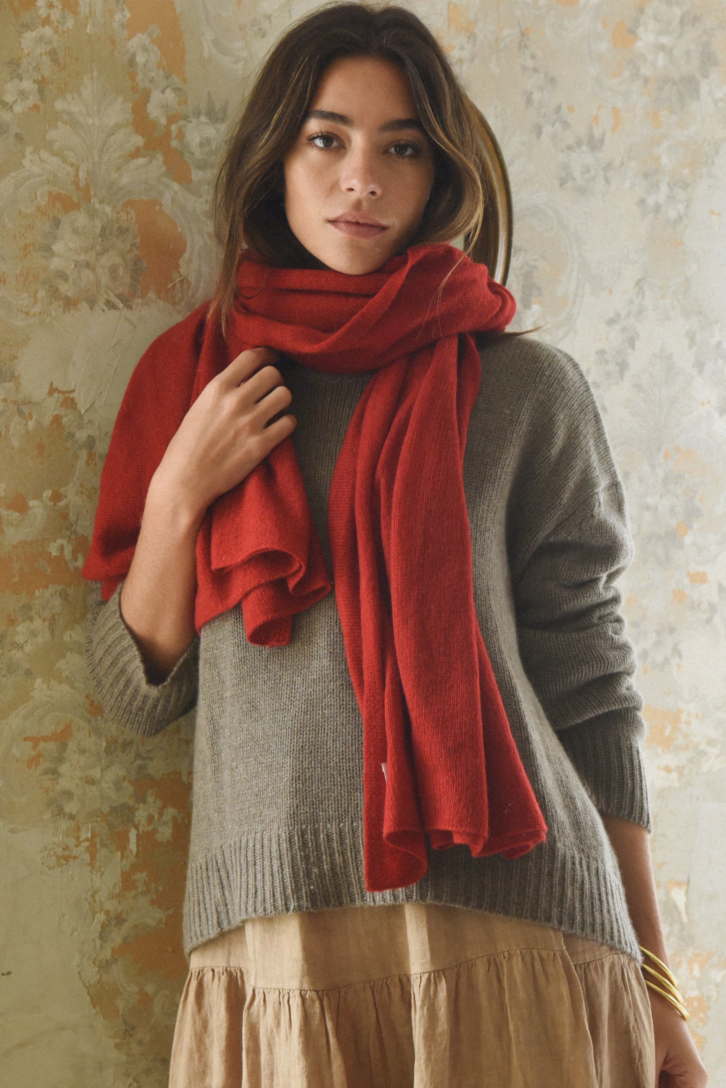 The Mathilda Cashmere Scarf // Pomegranate