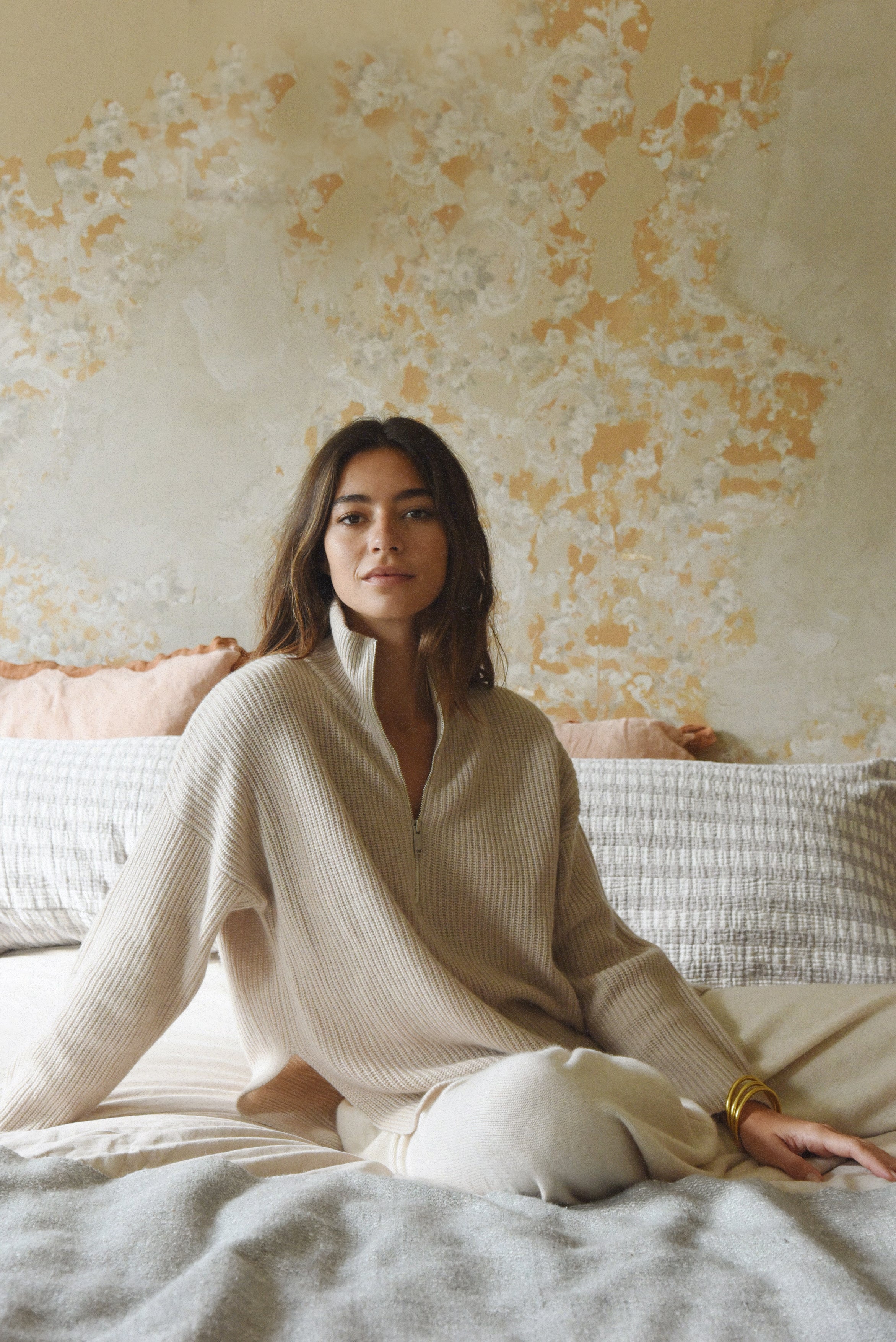 The Cashmere Cozy Half Zip Sweater // Sand