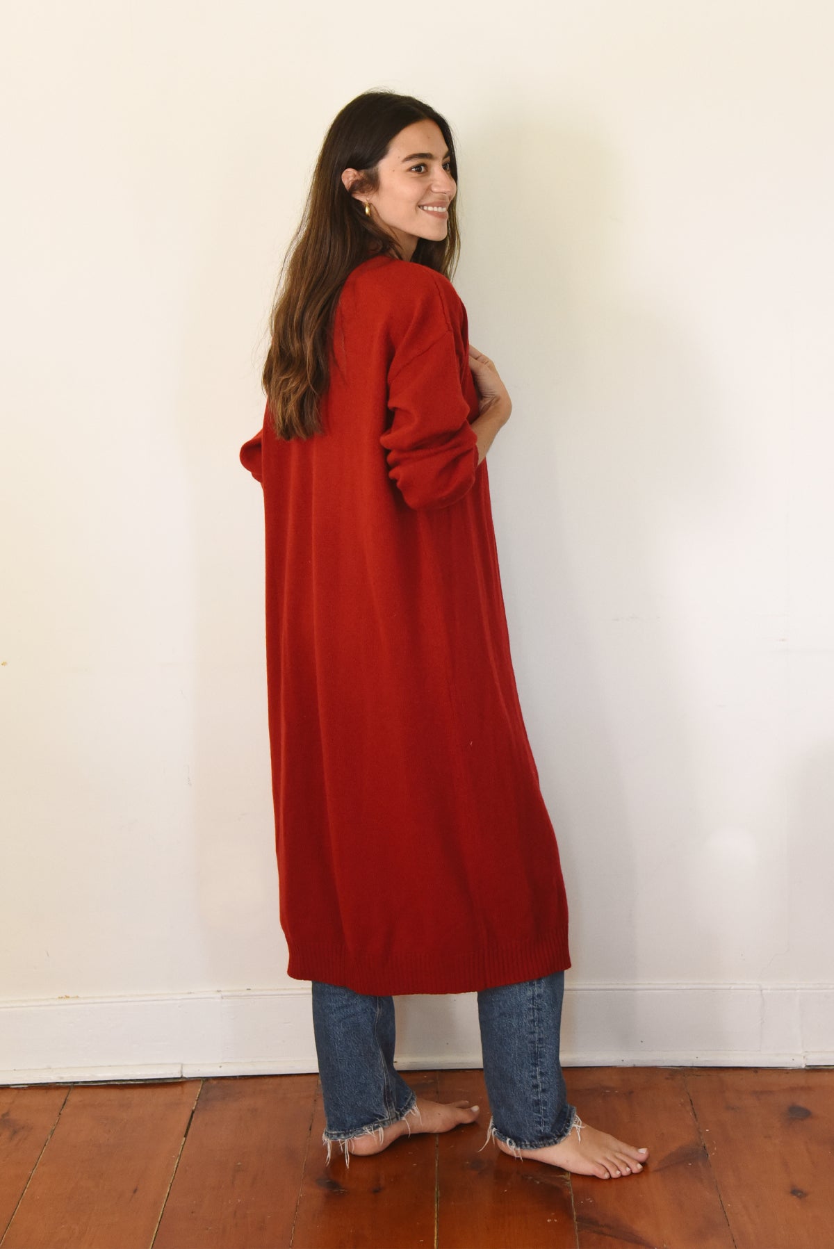 The Cashmere Marlow Long Cardigan // Pomegranate