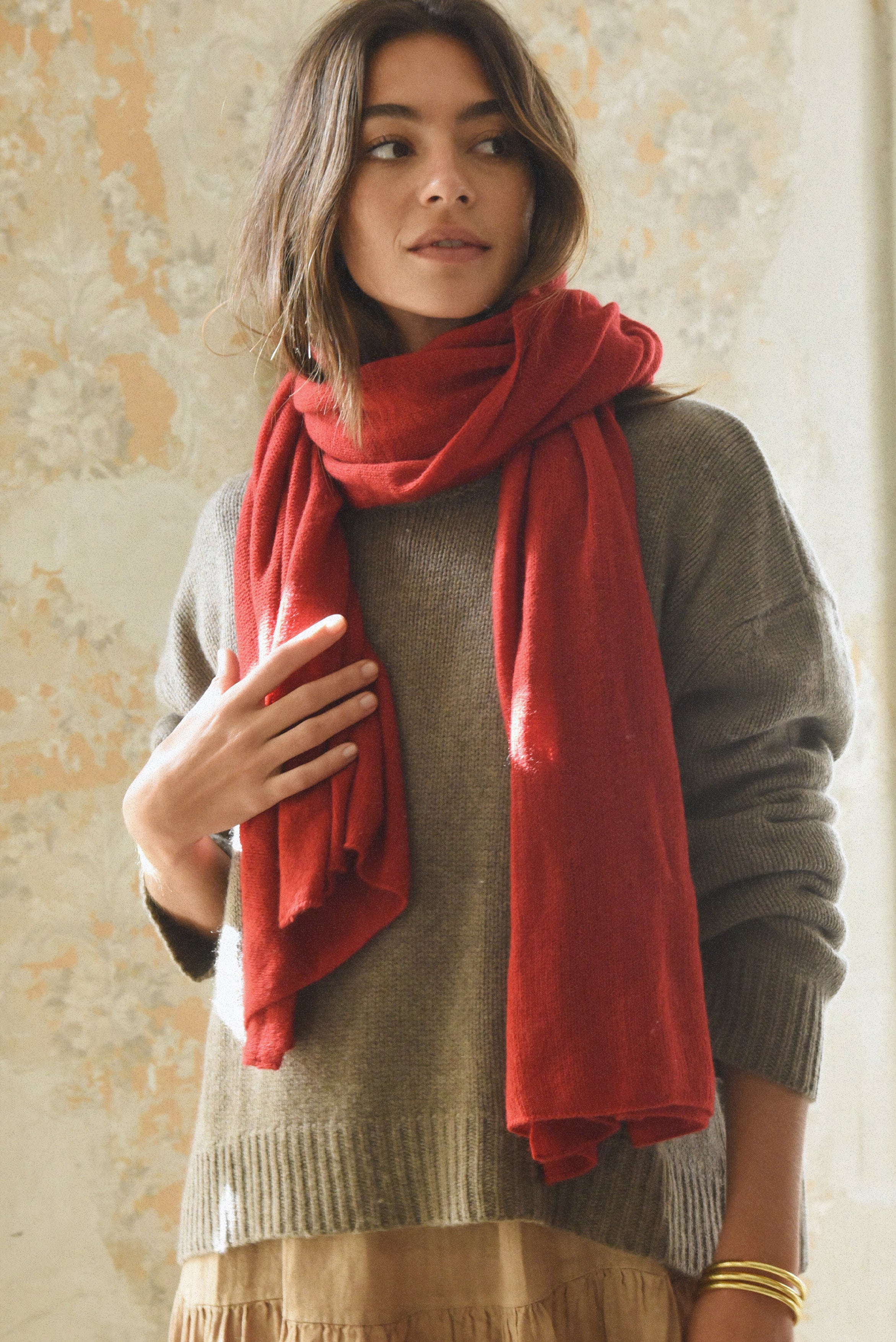 The Mathilda Cashmere Scarf // Pomegranate